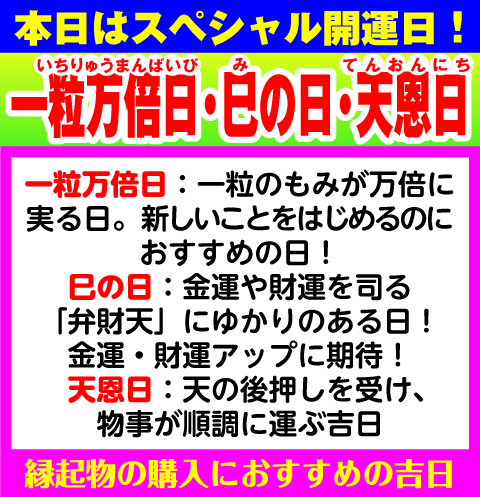 一粒万倍日×巳の日×天恩日