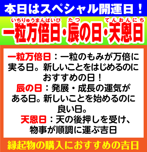 一粒万倍日×天恩日×辰の日
