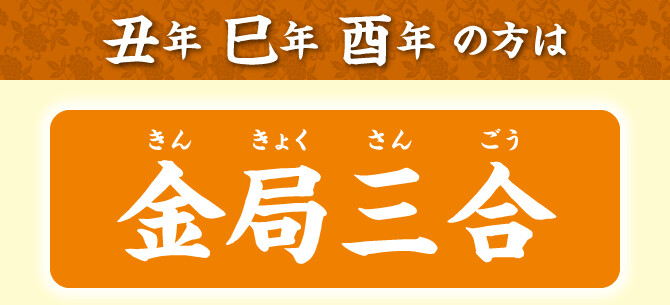 丑年・巳年・酉年の方は金局三合