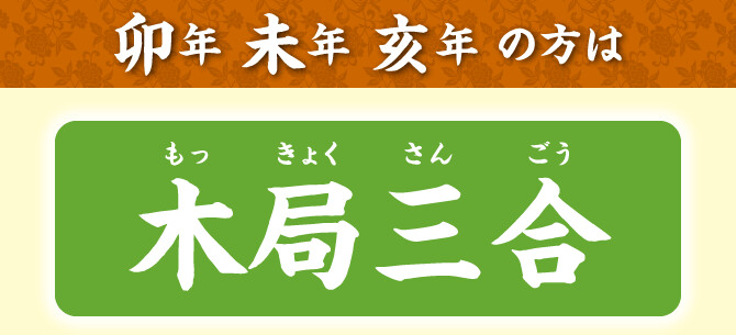 卯年・未年・亥年の方は木局三合