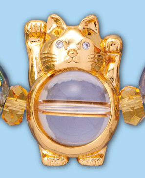九星開運石と両手上げ招き猫