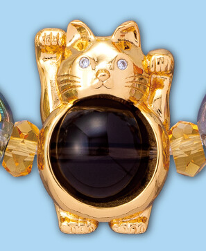 九星開運石と両手上げ招き猫