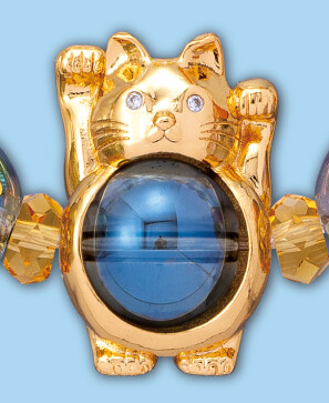 九星開運石と両手上げ招き猫