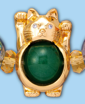 九星開運石と両手上げ招き猫