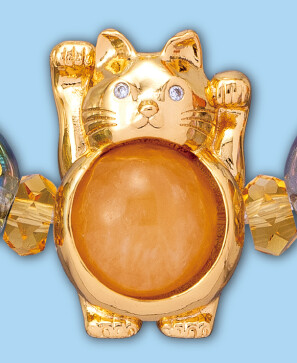 九星開運石と両手上げ招き猫