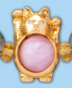九星開運石と両手上げ招き猫