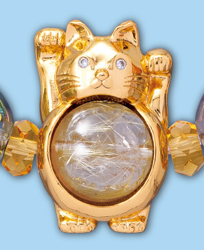 九星開運石と両手上げ招き猫