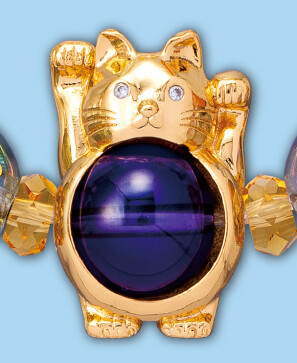 九星開運石と両手上げ招き猫
