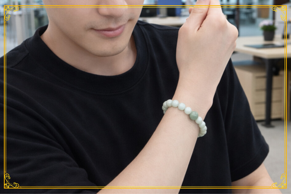 金運を呼ぶ糸魚川翡翠ブレス(プレミアム･極) 装着イメージ