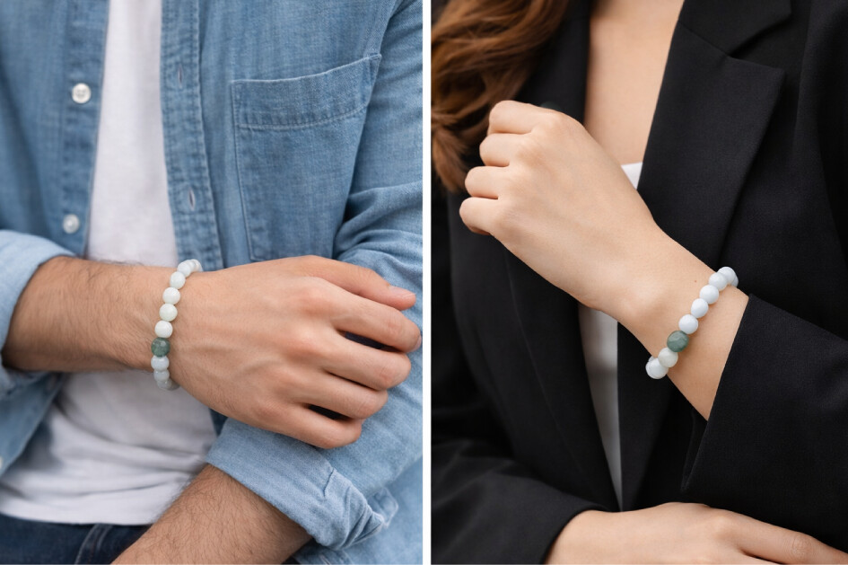 金運を呼ぶ糸魚川翡翠ブレス(プレミアム) 装着イメージ