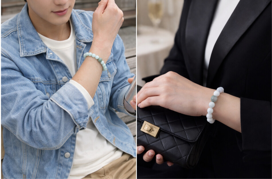 金運を呼ぶ糸魚川翡翠ブレス(プレミアム･極) 装着イメージ