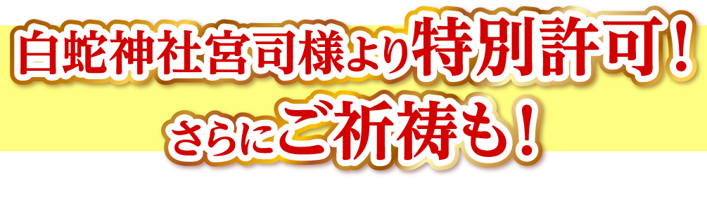 白蛇神社宮司様より特別許可！さらにご祈祷も！