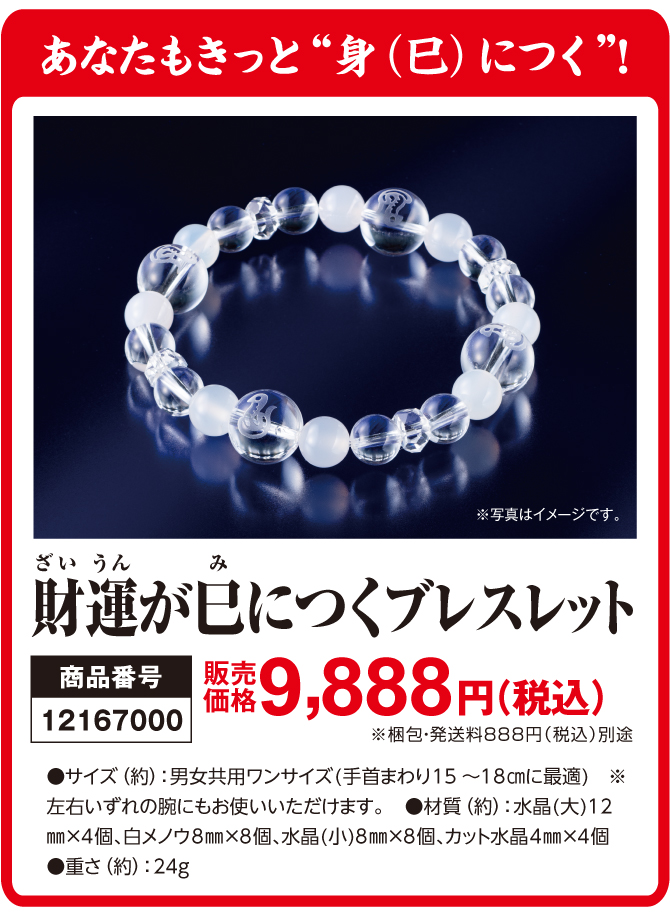 あなたは身(巳)につけるだけ！金運黄金配置のブレスレット「財運が巳につくブレスレット」