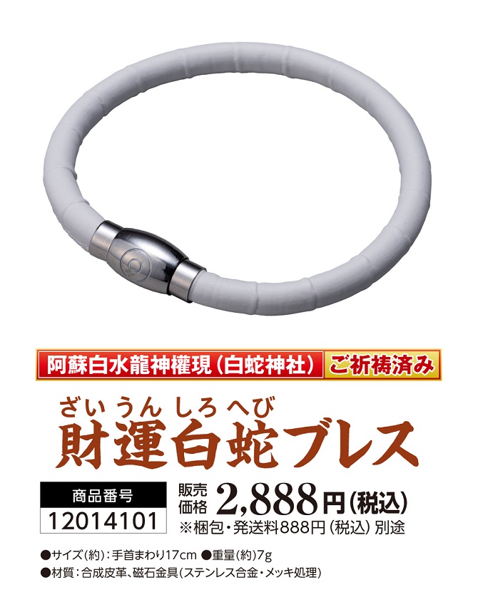 身につける白蛇パワー！白蛇と阿蘇白水龍神權現のご祈祷パワー！財運白蛇ブレス