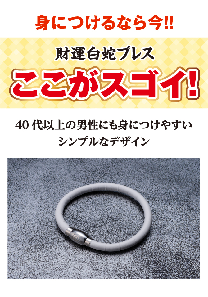 身につけるなら今！！財運白蛇ブレス ここがスゴイ！40代以上の男性にも身につけやすいシンプルなデザイン