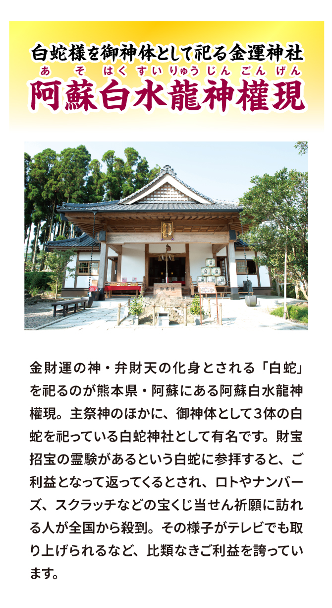 神の化身とされる白蛇のパワー！阿蘇白水龍神權現（白蛇神社）ご祈祷済み