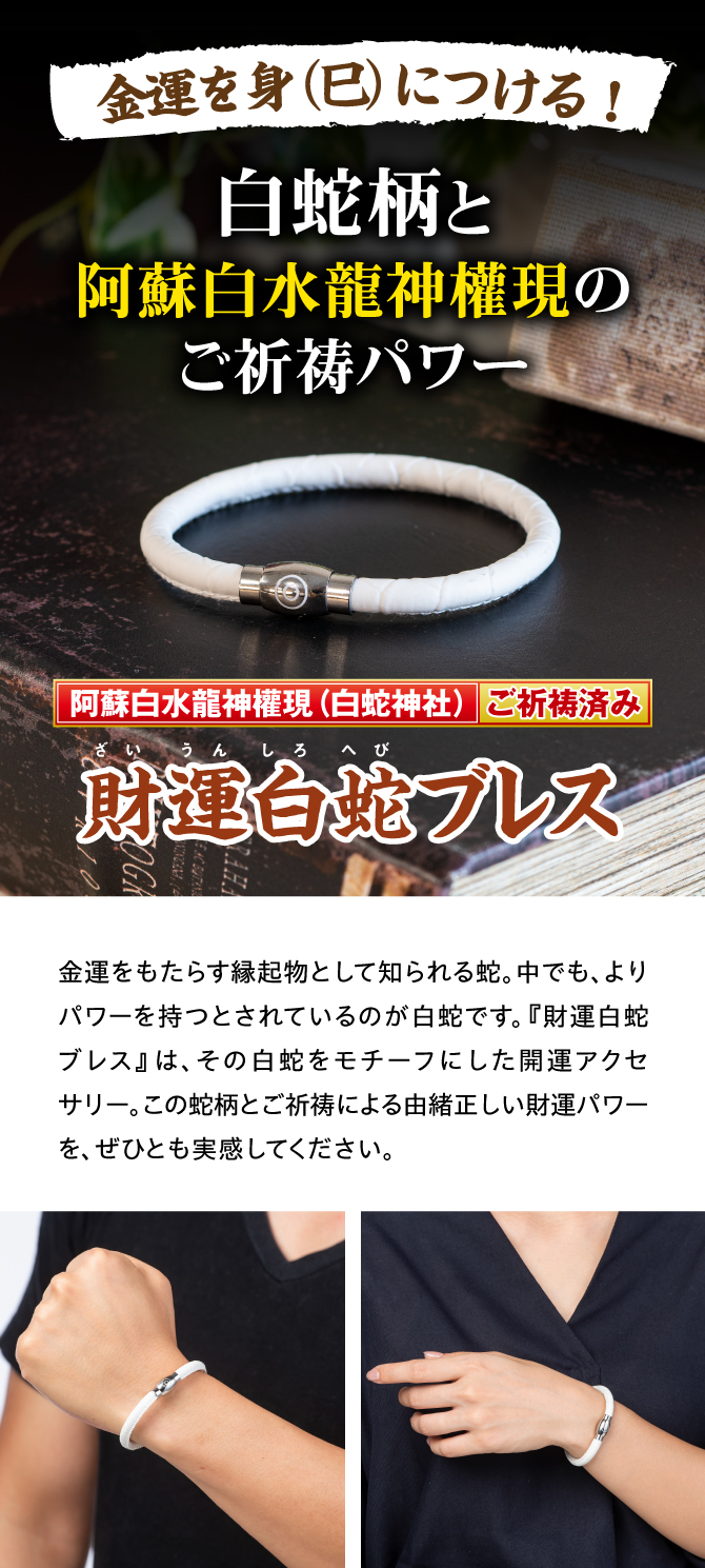 身につける白蛇パワー！白蛇と阿蘇白水龍神權現のご祈祷パワー！財運白蛇ブレス