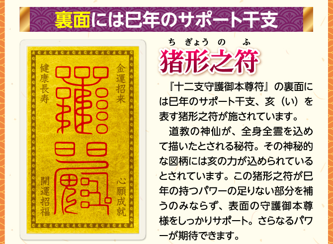 裏面には巳年のサポート干支