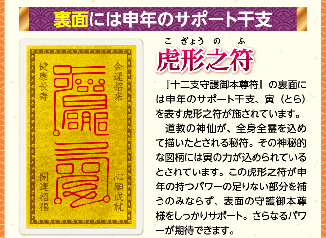 裏面には申年のサポート干支