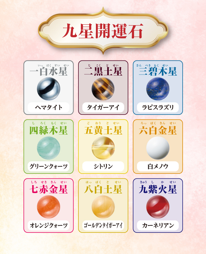 九星別に選べるあなたの九星開運石