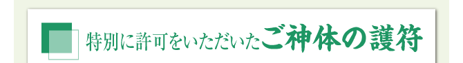 特別に許可をいただいたご神体の護符