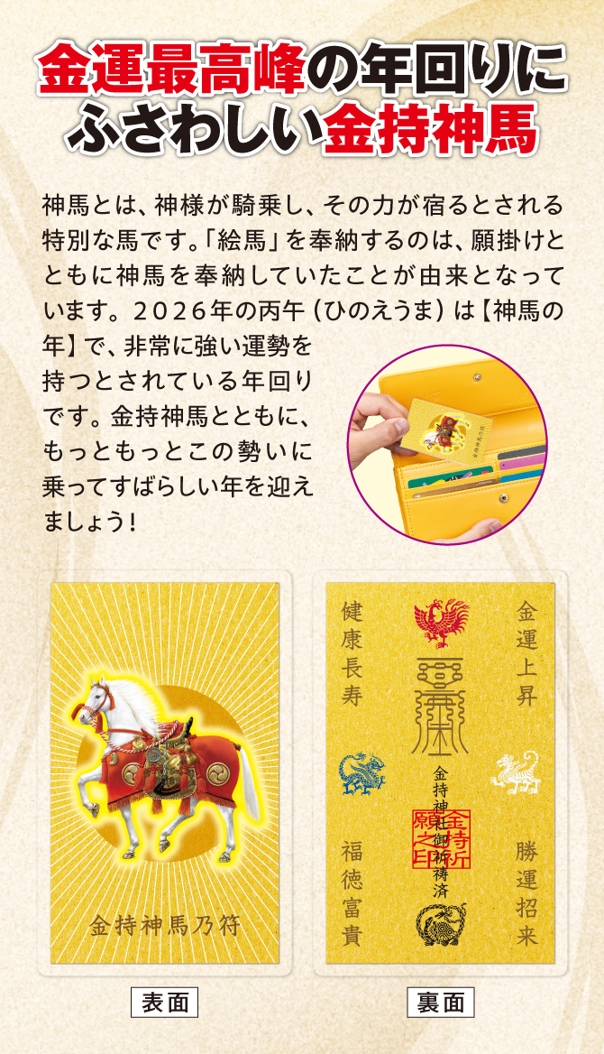金運最高峰の年回りにふさわしい金持神馬