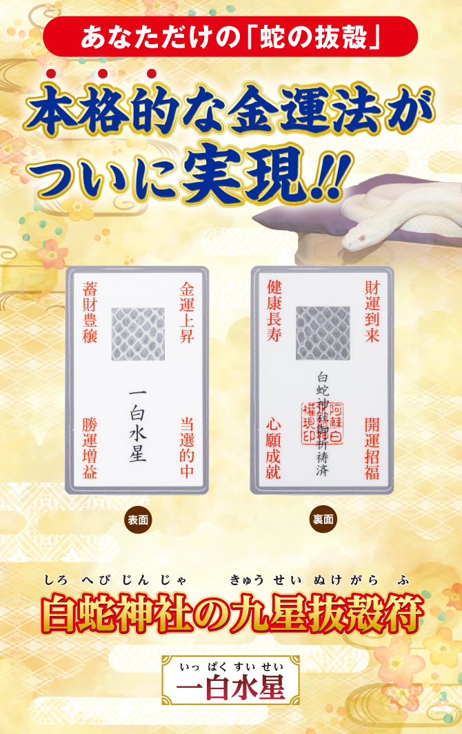 開運鑑定士チエ・エレナ先生監修！あなただけの蛇の抜殻『白蛇神社の九星抜殻符』