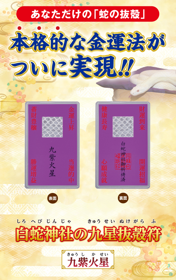 開運鑑定士チエ・エレナ先生監修！あなただけの蛇の抜殻『白蛇神社の九星抜殻符』