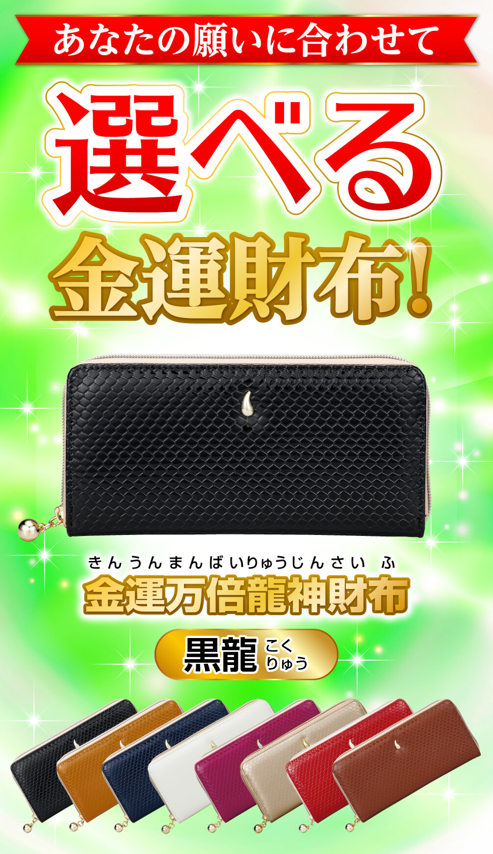 金運万倍龍神財布 黒龍 あなたの願いに合わせて選べる金運財布！