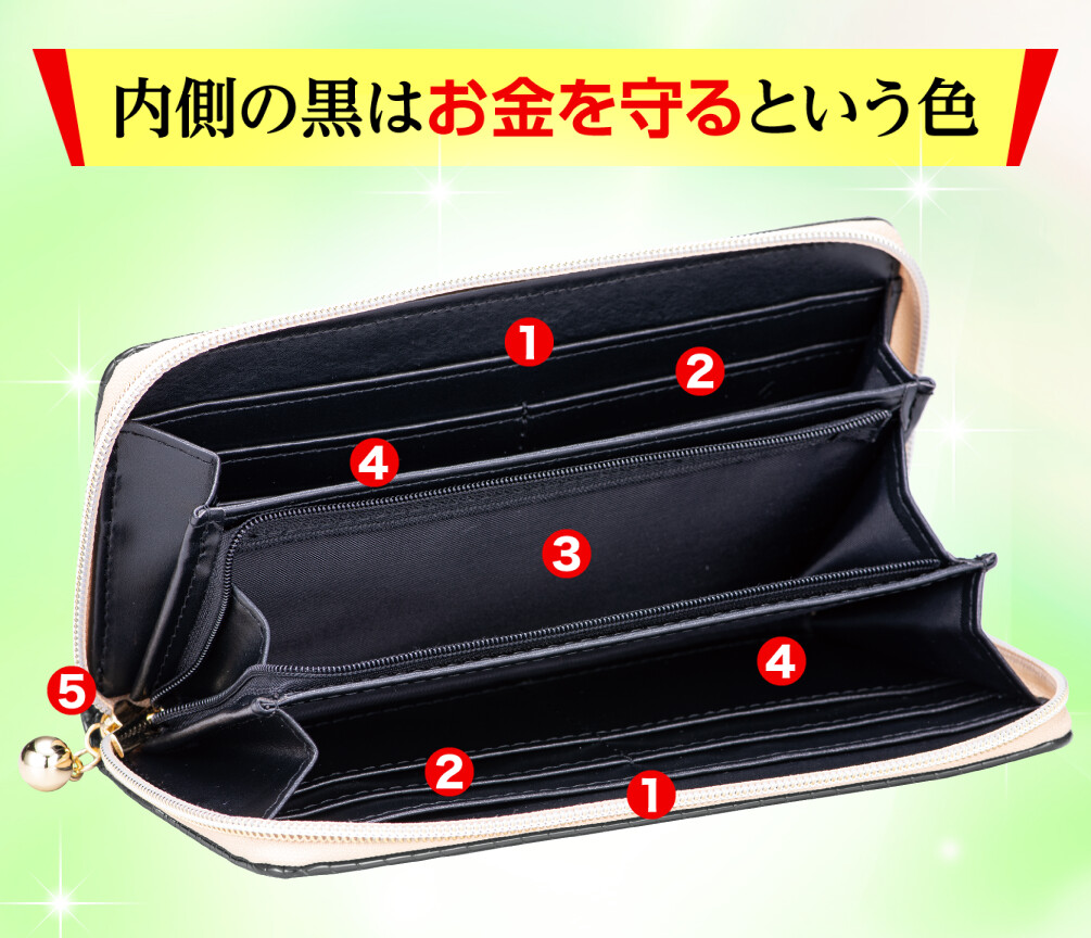 金運万倍龍神財布 黒龍 商品イメージ（内側） 内側の黒はお金を守るという色