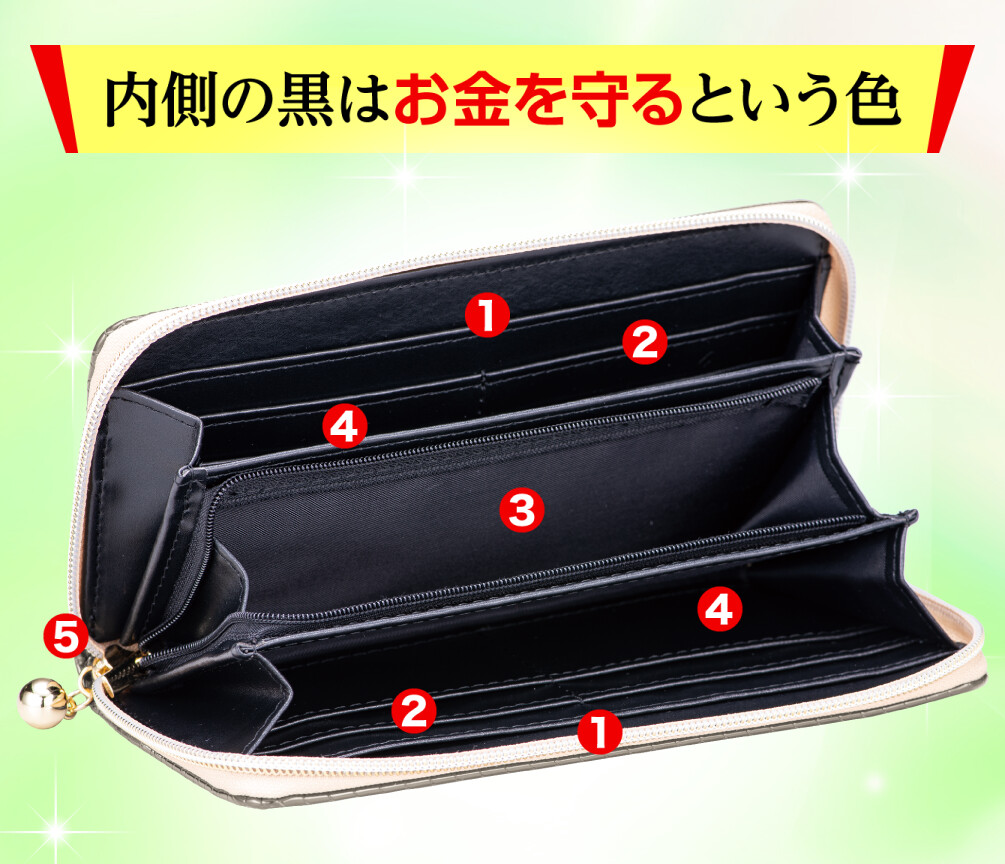 金運万倍龍神財布 金龍 商品イメージ（内側） 内側の黒はお金を守るという色