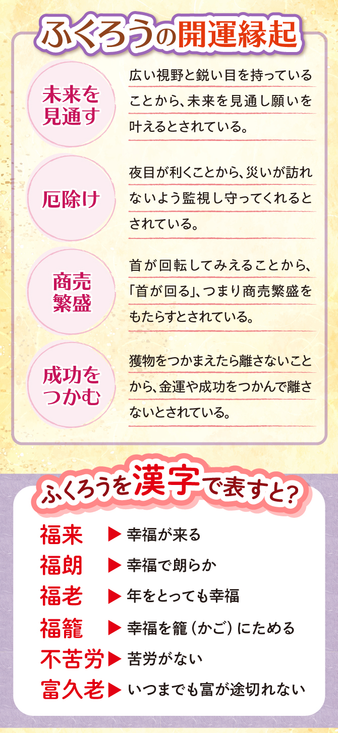 ふくろうの開運縁起：未来を見通す、厄除け、商売繁盛、成功をつかむ
