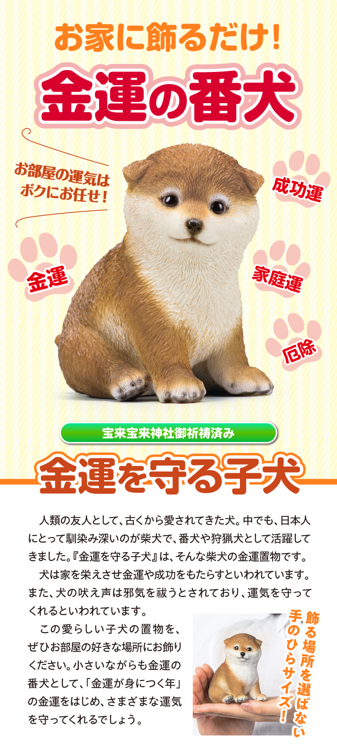 おうちに飾るだけ！金運の番犬！宝来宝来神社でご祈祷済み！「幸運を守る子犬」