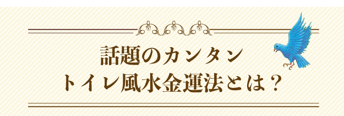 話題のカンタントイレ風水金運法とは？