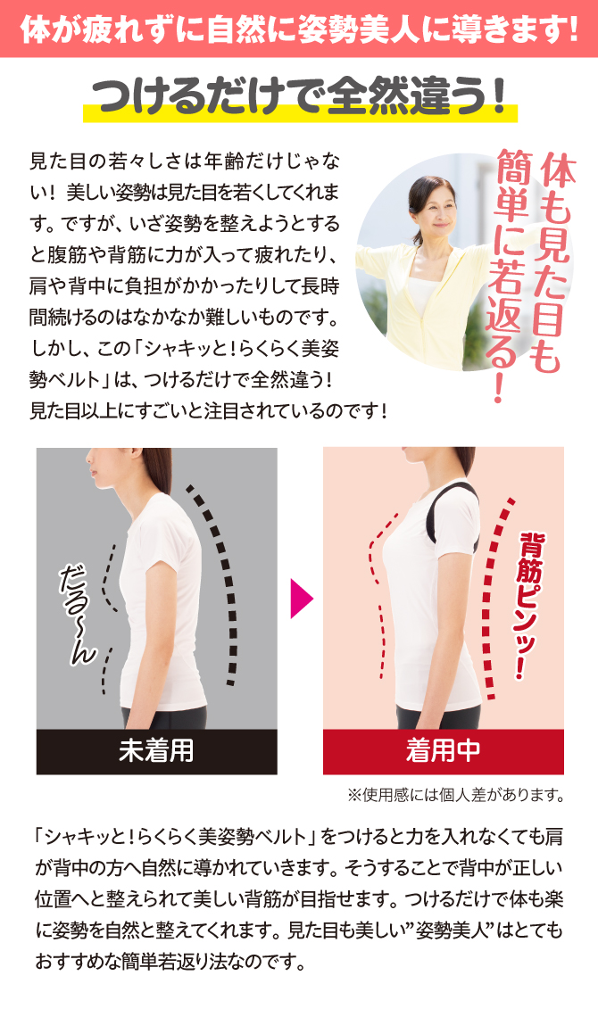 体が疲れず自然に姿勢美人に導きます
