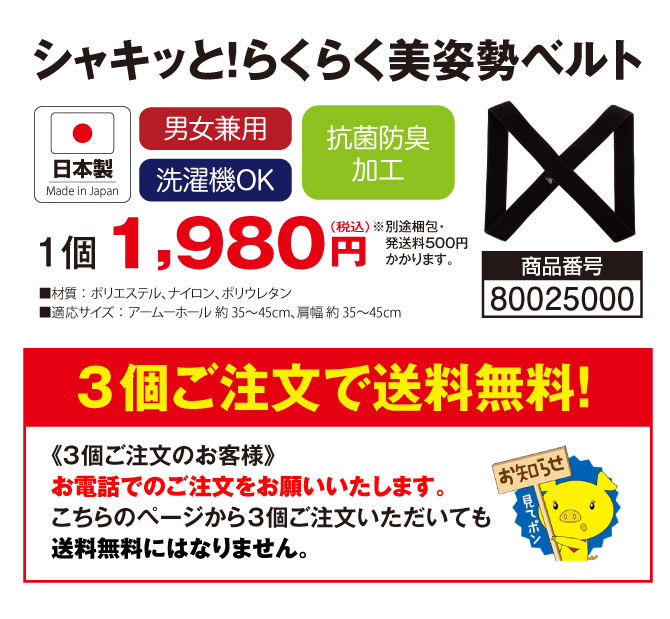 あなたの健康を応援！ソフトはつけ心地なのにしっかり姿勢を整える「シャキッと！らくらく美姿勢ベルト」