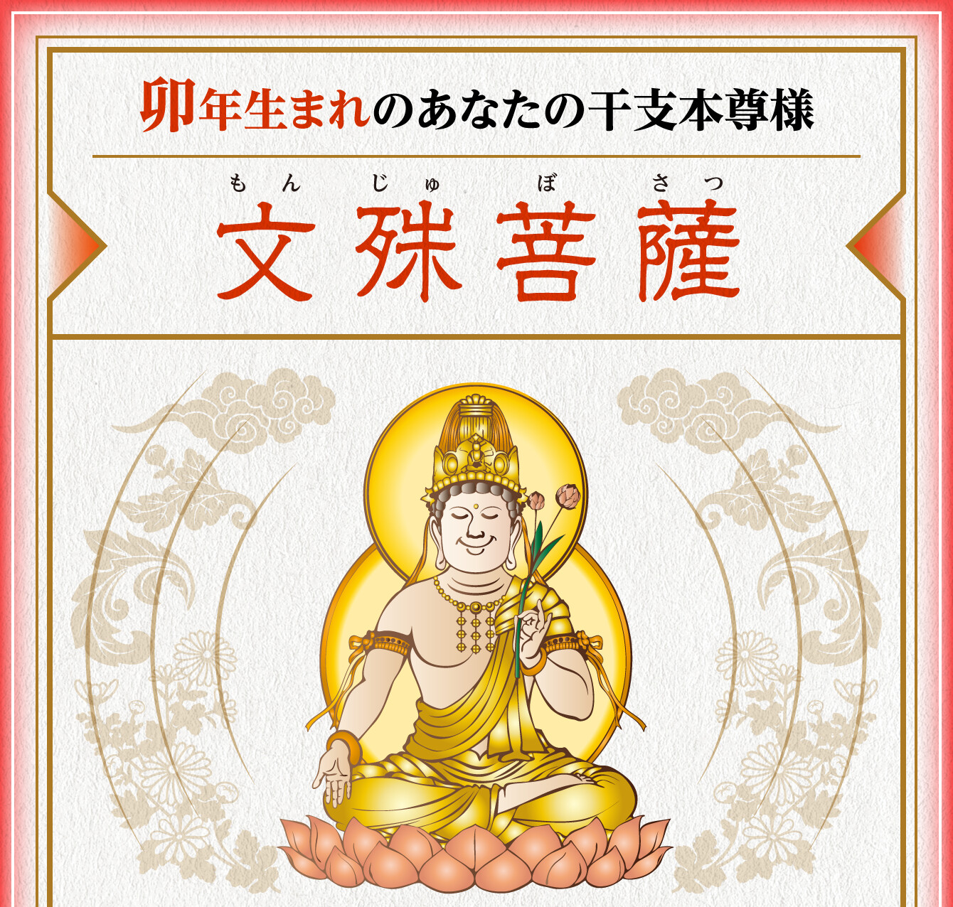 卯年生まれのあなたの干支本尊様【文殊菩薩】