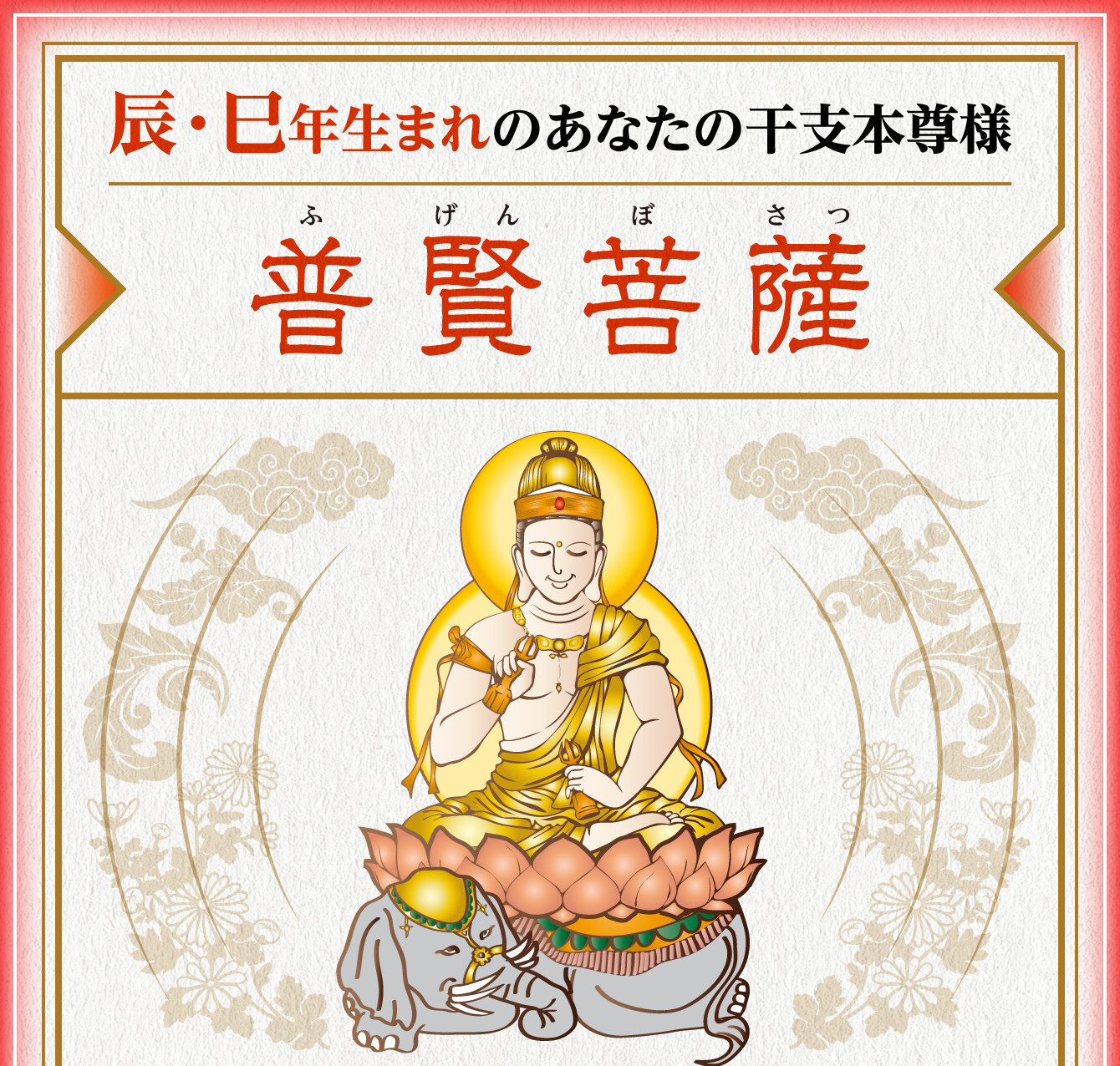 辰･巳年生まれのあなたの干支本尊様【普賢菩薩】