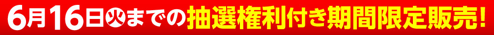 6月16日火までの抽選権利付き期間限定販売!
