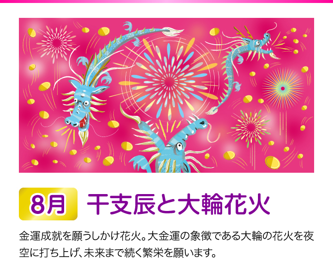 【8月：干支辰と大輪花火】