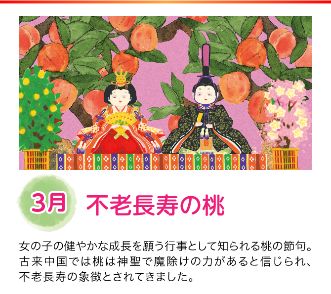 【3月：不老長寿の桃】