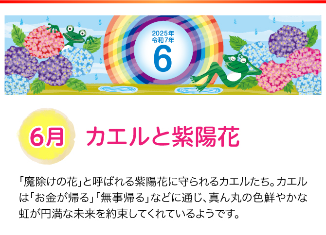【6月：カエルと紫陽花】