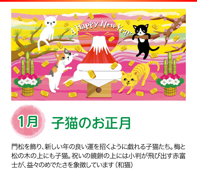 【1月：子猫のお正月】