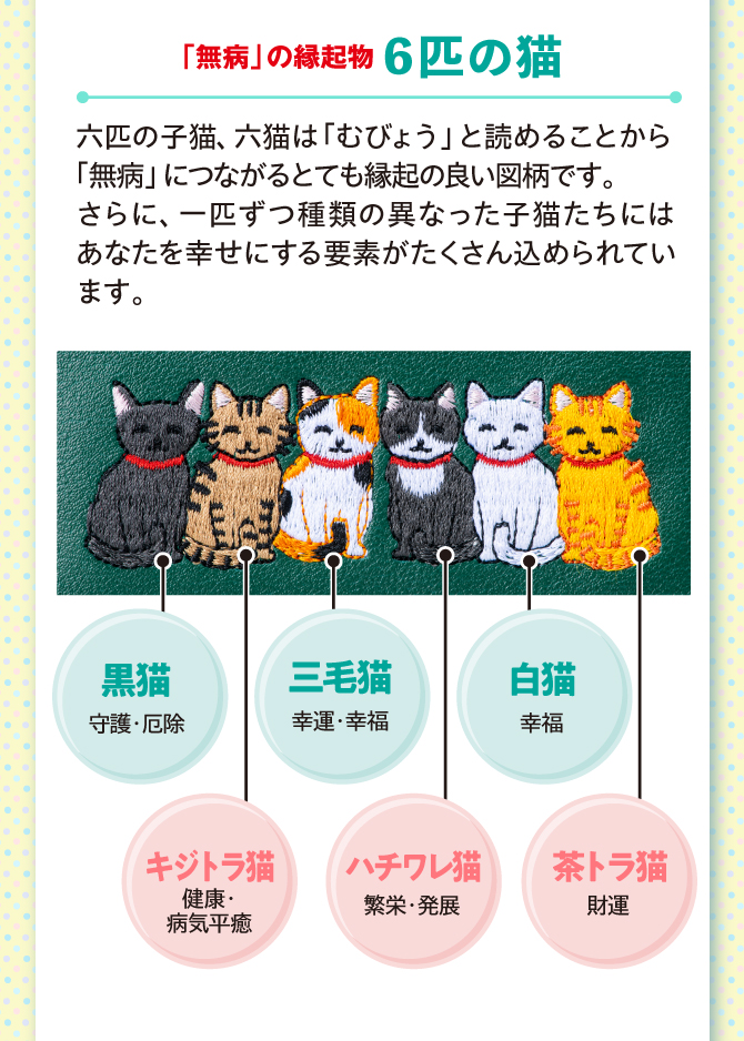 無病の縁起物「6匹の猫」