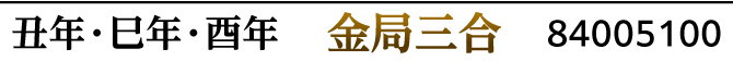 丑・巳・酉年 金局三合 84005100
