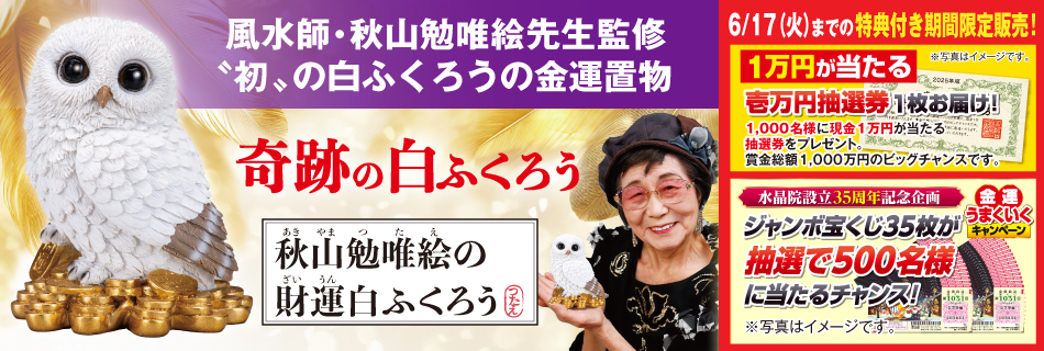 秋山勉唯絵の財運白ふくろう